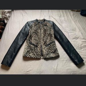 Leopard/Vegan leather Moto jacket